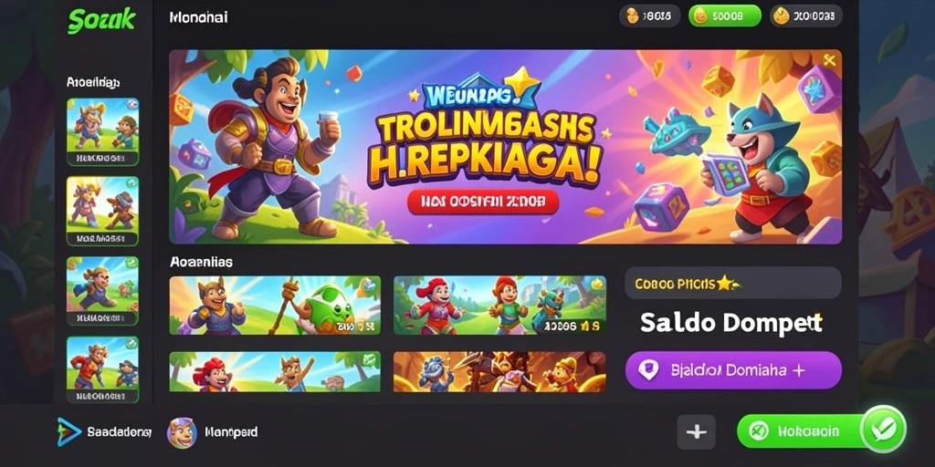 Tampilan antarmuka permainan yang menarik dan futuristik.