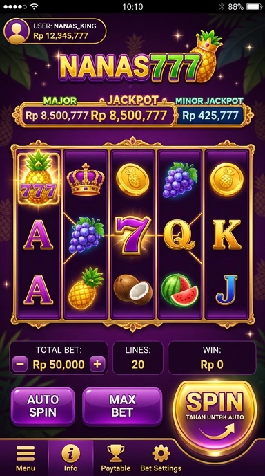 Pratinjau antarmuka nanas777 — aplikasi APK resmi Android v3.1.7